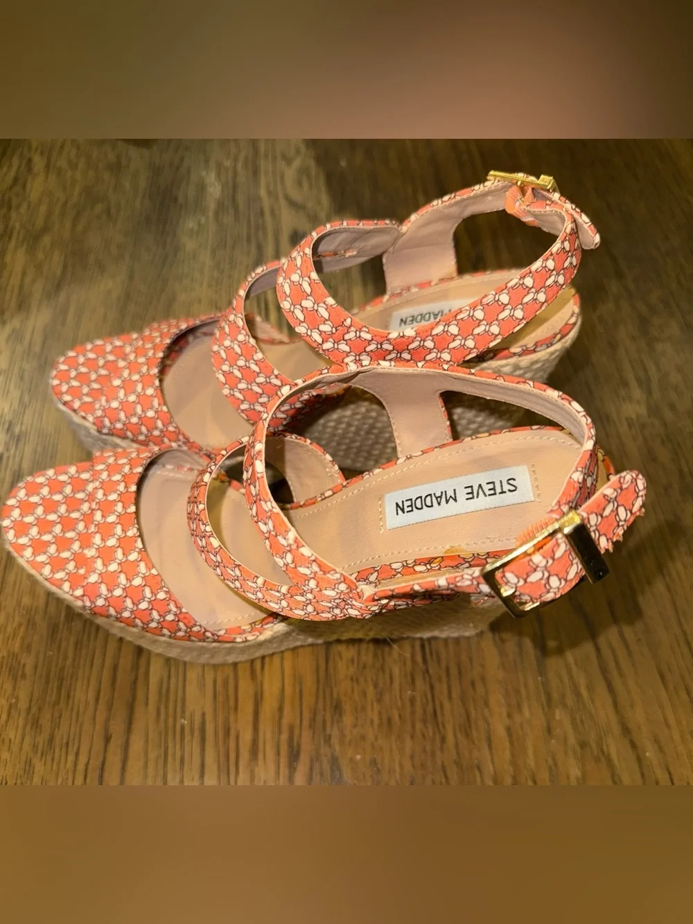 Steve Madden Coral Floral Pattern Strappy Wedge Sandals